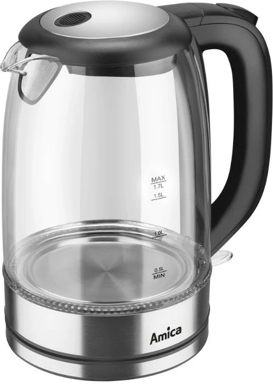 Ibrik elektrik Amica Glass Kettle KD2050G, 1.7L, i zi/transparente