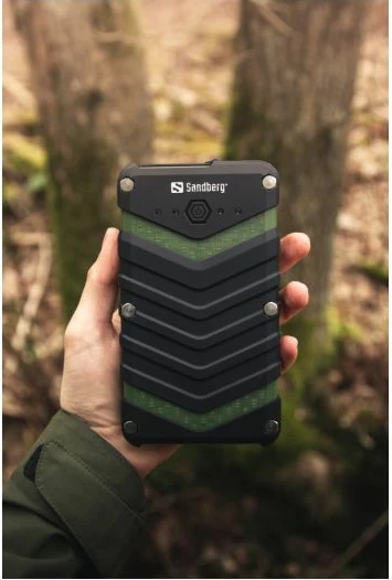 Powerbank Sandberg Survivor 420-36 20000 mAh IP67 me dritë dore, zi/jeshile, set me 2 kabllo
