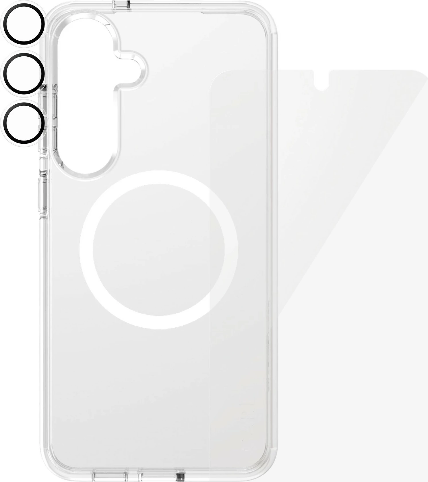 Mbështjellës PanzerGlass për Samsung Galaxy S25 Plus, set 3-në-1, transparent