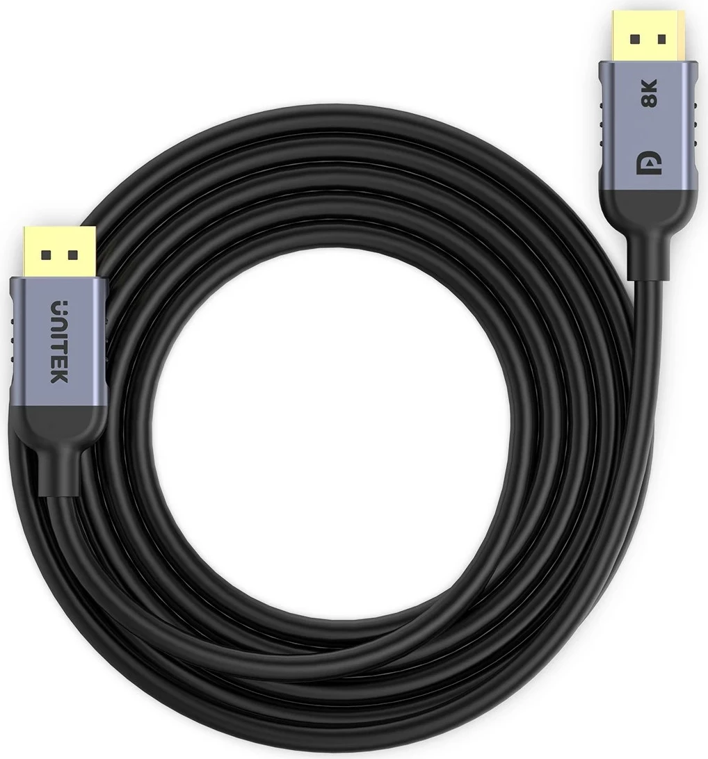 Kabel DisplayPort Unitek 1.4 8k 60hz, 4k 240hz, 5m, e zezë