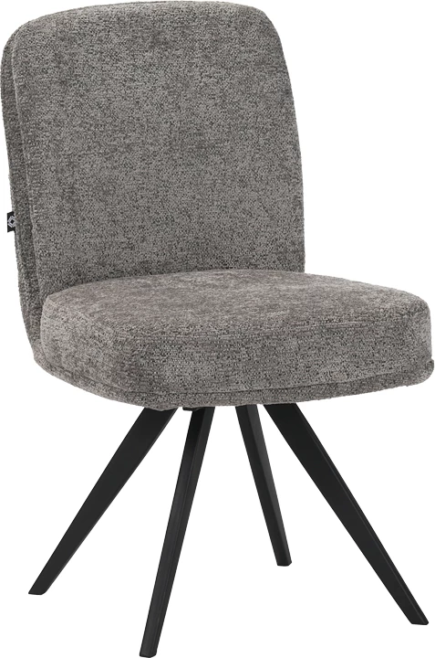 Karrige rrotulluese Novo, stof boucle antracit, këmbë metalike të zeza, 65.5x50x90cm, set prej 2 copash