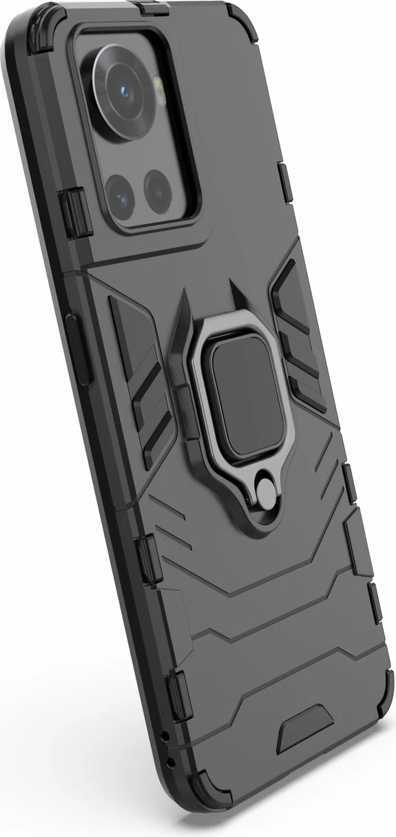 Mbështjellës Hurtel Ring Armor për OnePlus Ace, me dorezë magnetike, i zi