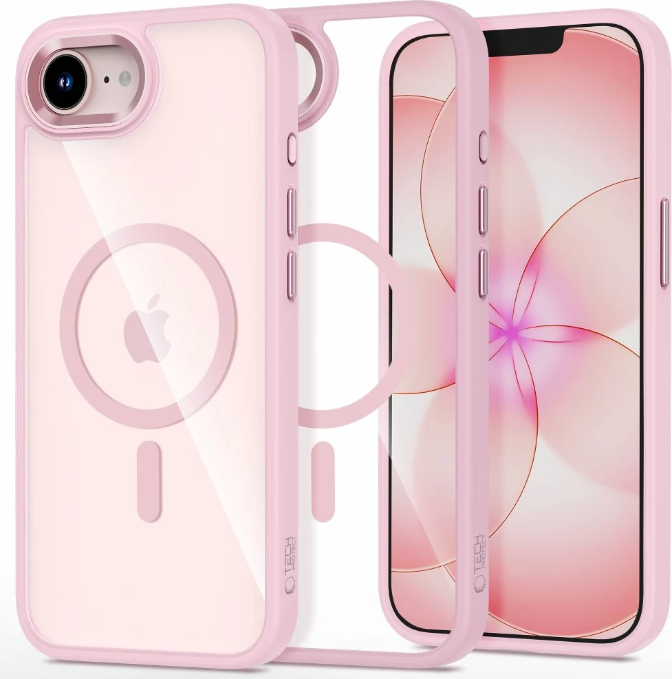 Mbështjellës Tech-Protect Magmat MagSafe për iPhone 16e/17e, TPU+PC, rozë transparente, 1 copë