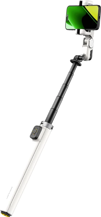 Gimbal për celular AOCHUAN Smart M3 Pro 4-në-1, ndriçim RGB, 360° rrotullim, bateri 1000 mAh, i bardhë, set me telekomandë