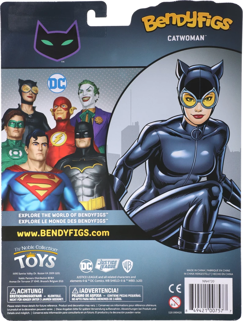 Figurinë fleksibile NOBLE COLLECTION Bendyfig DC Batman (Comic) Catwoman, me bazë ekspozimi, e zezë