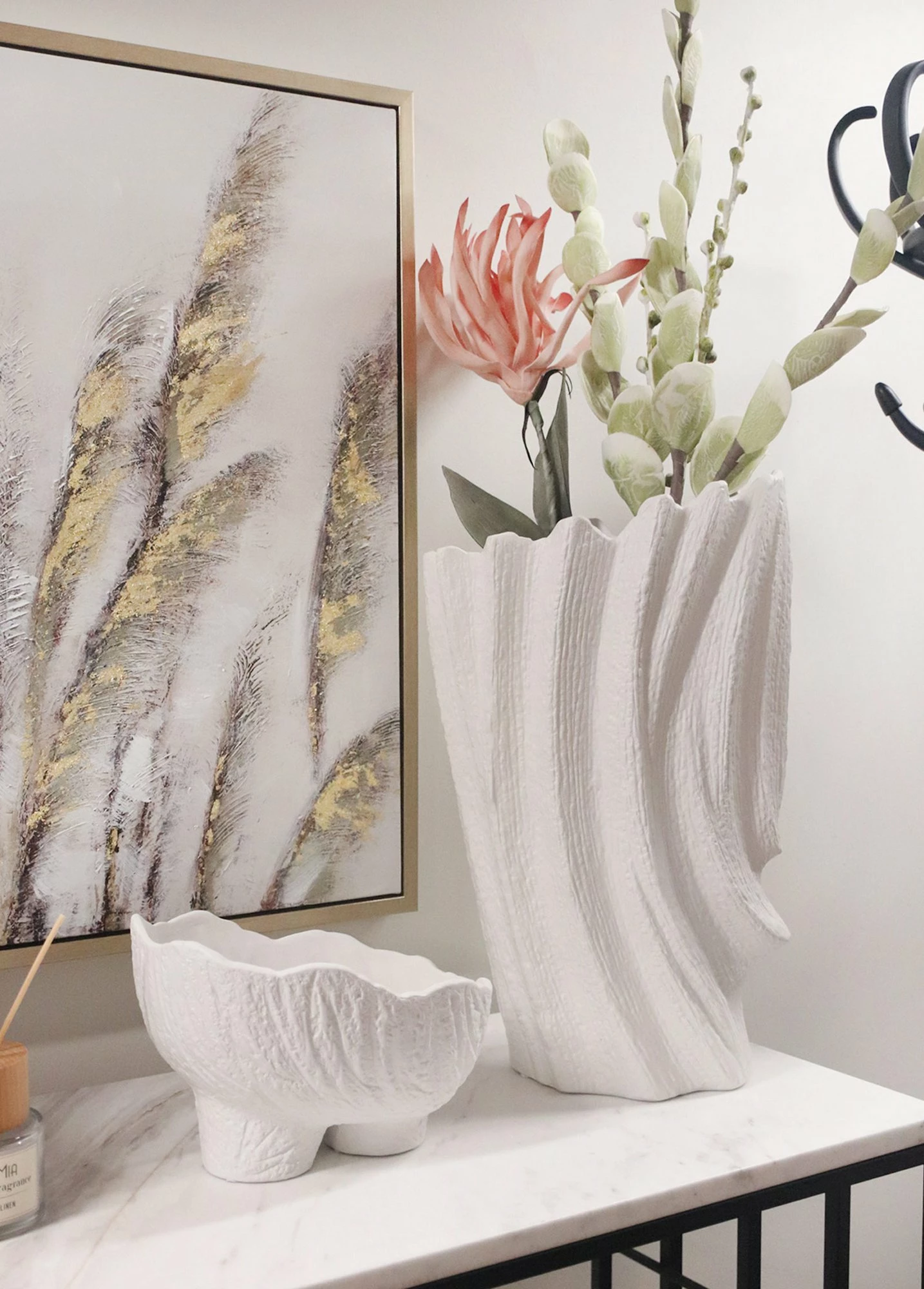 Vazo dekorative Evila Originals, LCA0003, e bardhë, 28x20x48cm