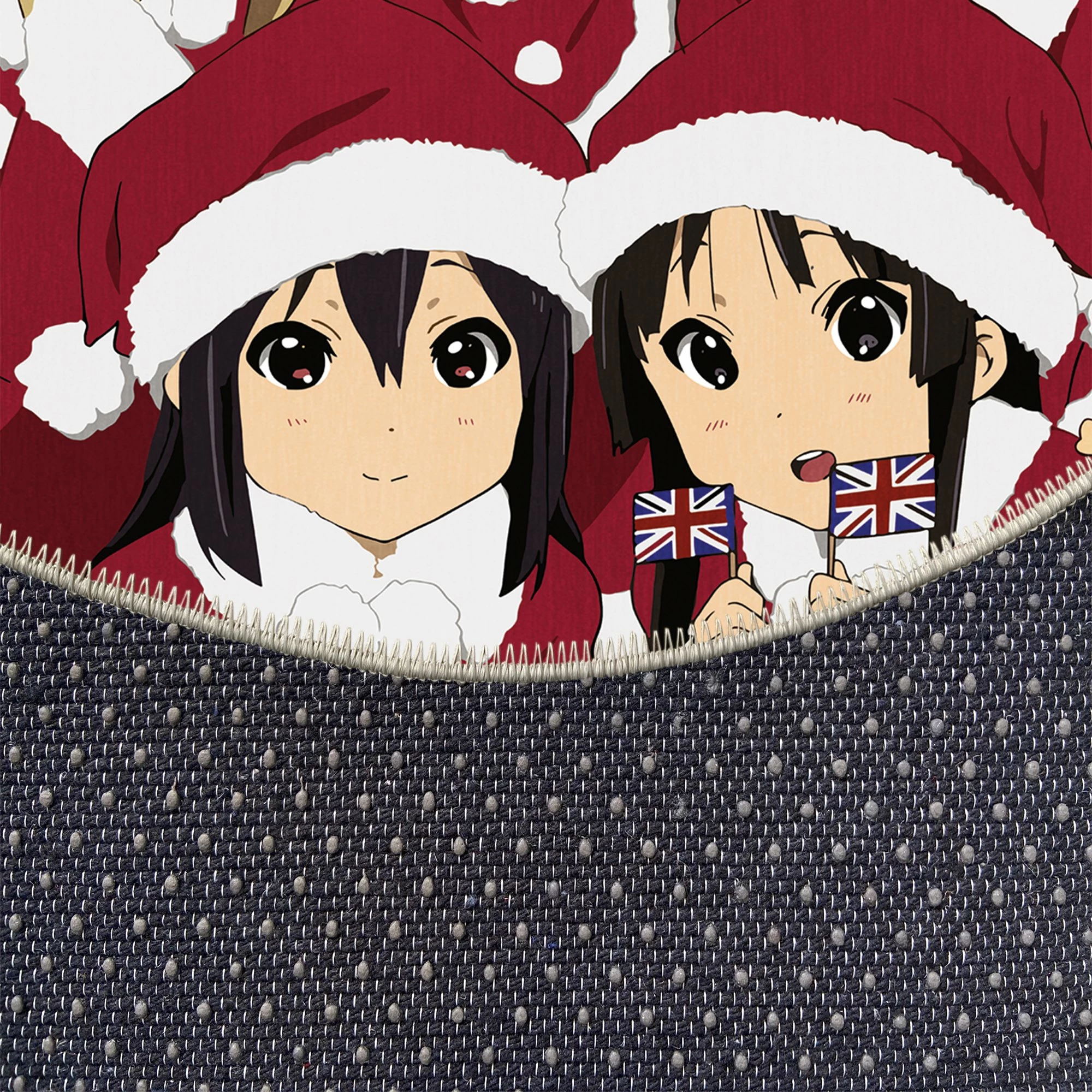 Qilim i rrumbullakët, dizajn anime me veshje të Babagjyshit, i bardhë dhe i kuq, 120x120cm, Woobtny0510