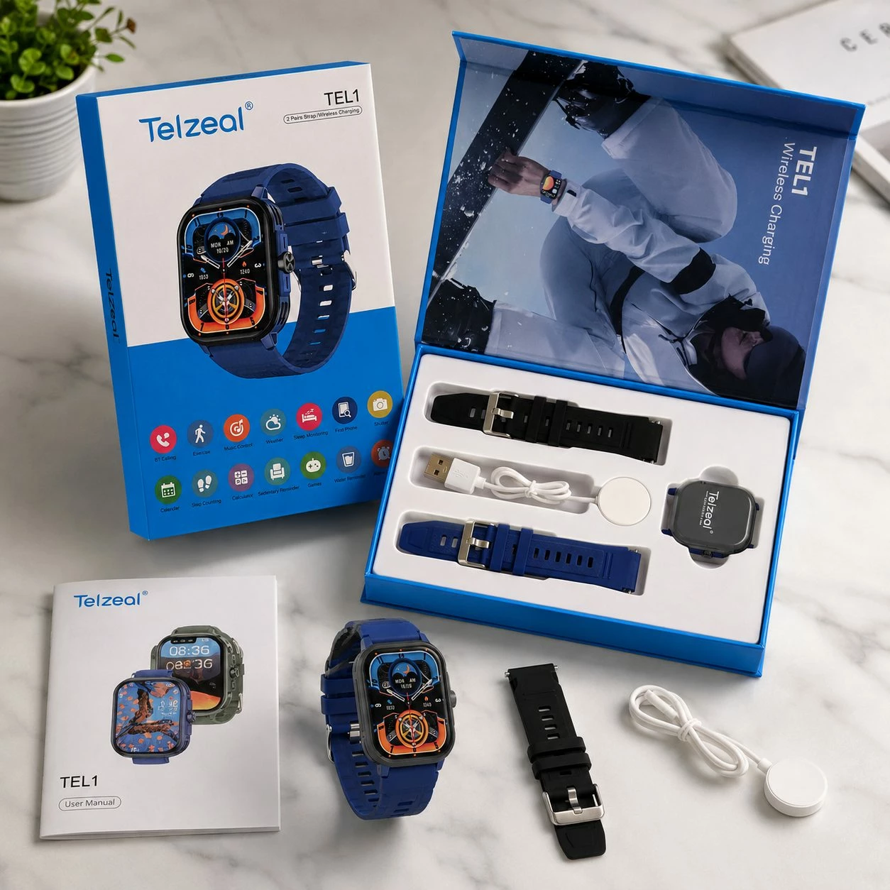 Orë Smart Telzeal TEL1 me ekran të madh dhe rrip silikoni 4