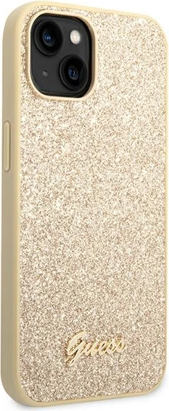 Mbështjellës Guess GUHCP14SHGGSHD për iPhone 14 6.1", hardcase, Glitter Script, ari