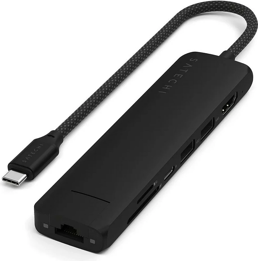 USB-C Hub Satechi ST-P7SK, 7-në-1, HDMI, Ethernet, USB-A/USB-C, i zi