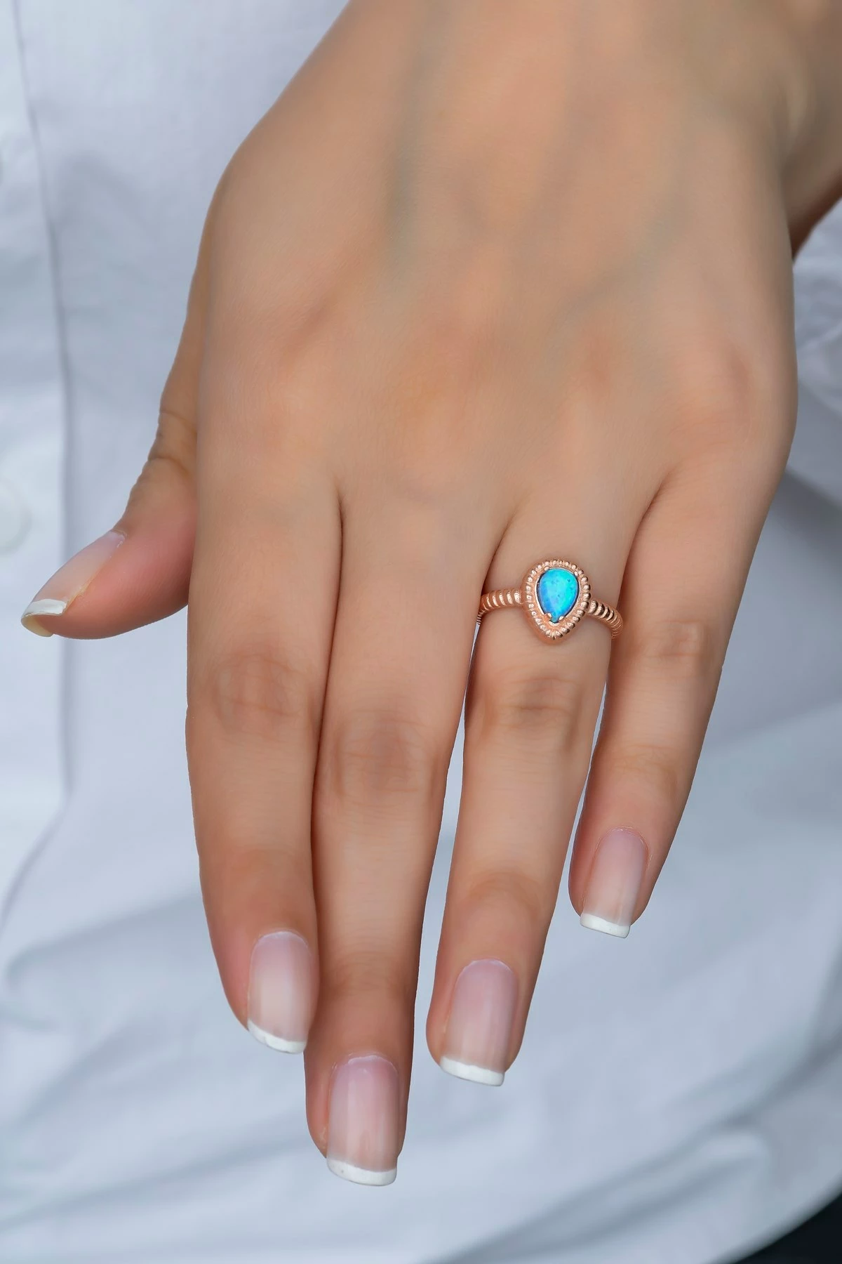 Unazë argjendi Jumeon, opal, ngjyrë rozë ari dhe kaltër, NRZ99380
