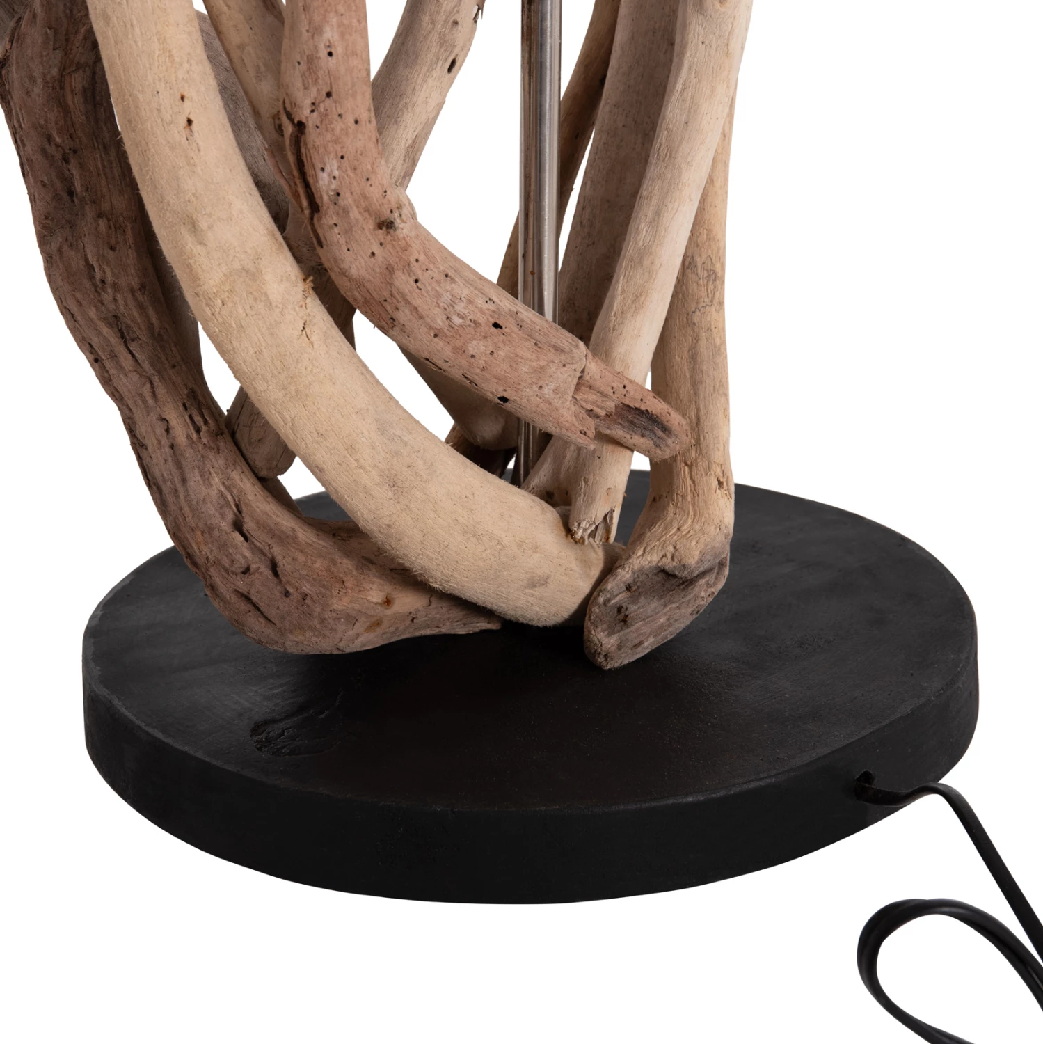 Llambë tavoline BRAMBLE, dru driftwood natyral, kapak i bardhë, Φ28x65cm