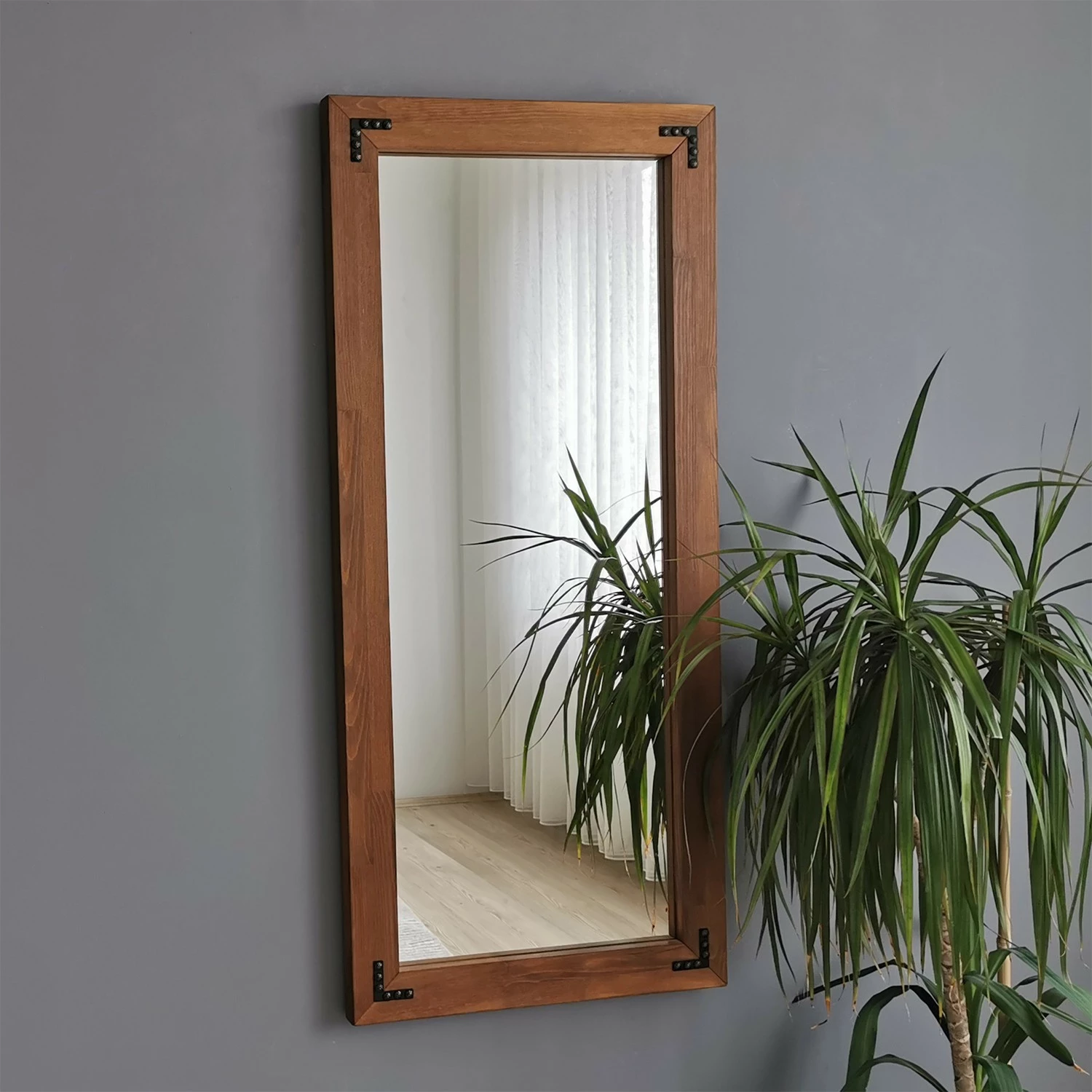 Pasqyrë druri, ngjyrë arre, Hanah Home, 50x110cm