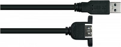 Kabllo zgjatëse USB 3.0 Kabelmeister A mashkull në A femër panel-mount, 2m, e zezë