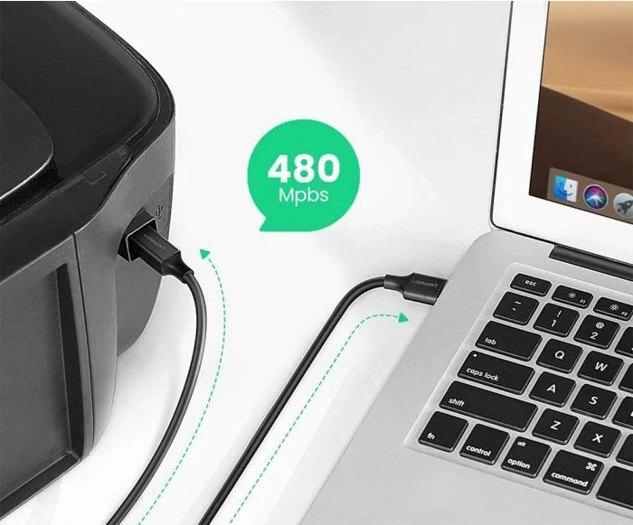 Kabllo printeri UGREEN 20847 USB-B në USB 2.0, 2 m, e zezë