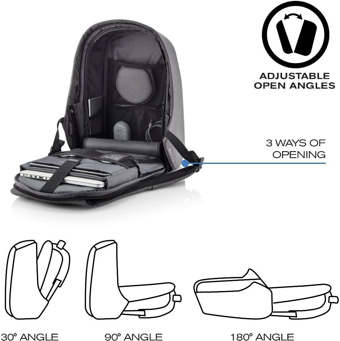 Çantë shpine XD DESIGN BOBBY HERO XL, 20L, për laptop 17", Gri