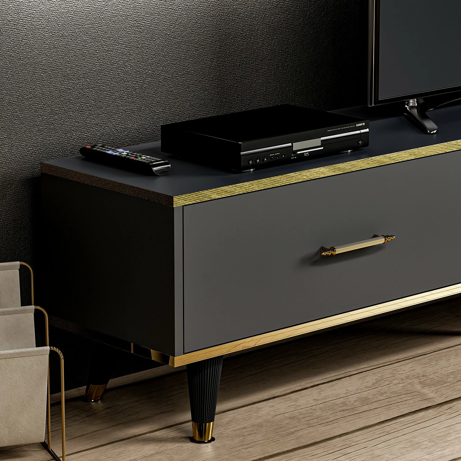 Komodë TV Hanah Home, ngjyrë aren-antracit