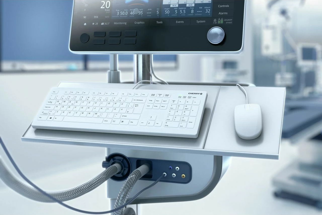 Tastierë mjekësore Cherry AK-C8112, Full-size, Wired, USB, IP68, Bardhë