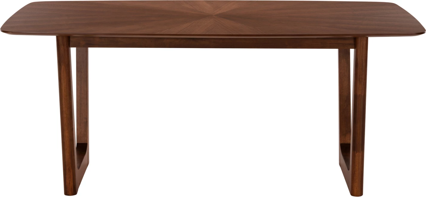 Tavolinë drejtkëndore për ngrënie RINER FH9745 MDF me finiturë arre në stil sunburst 180x90x76H cm