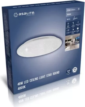 Llambë tavani LED Asalite Laura 48W 3000K 4320 lm efekt yjesh/glitter, e bardhë, 1 copë