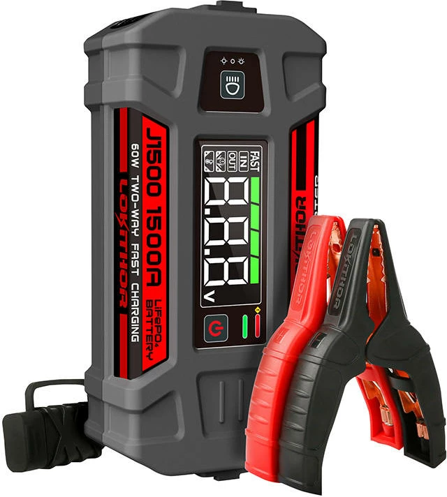 Jump starter Lokithor J1500, powerbank 12000mAh, dritë LED, 1000A, 12V, i zi