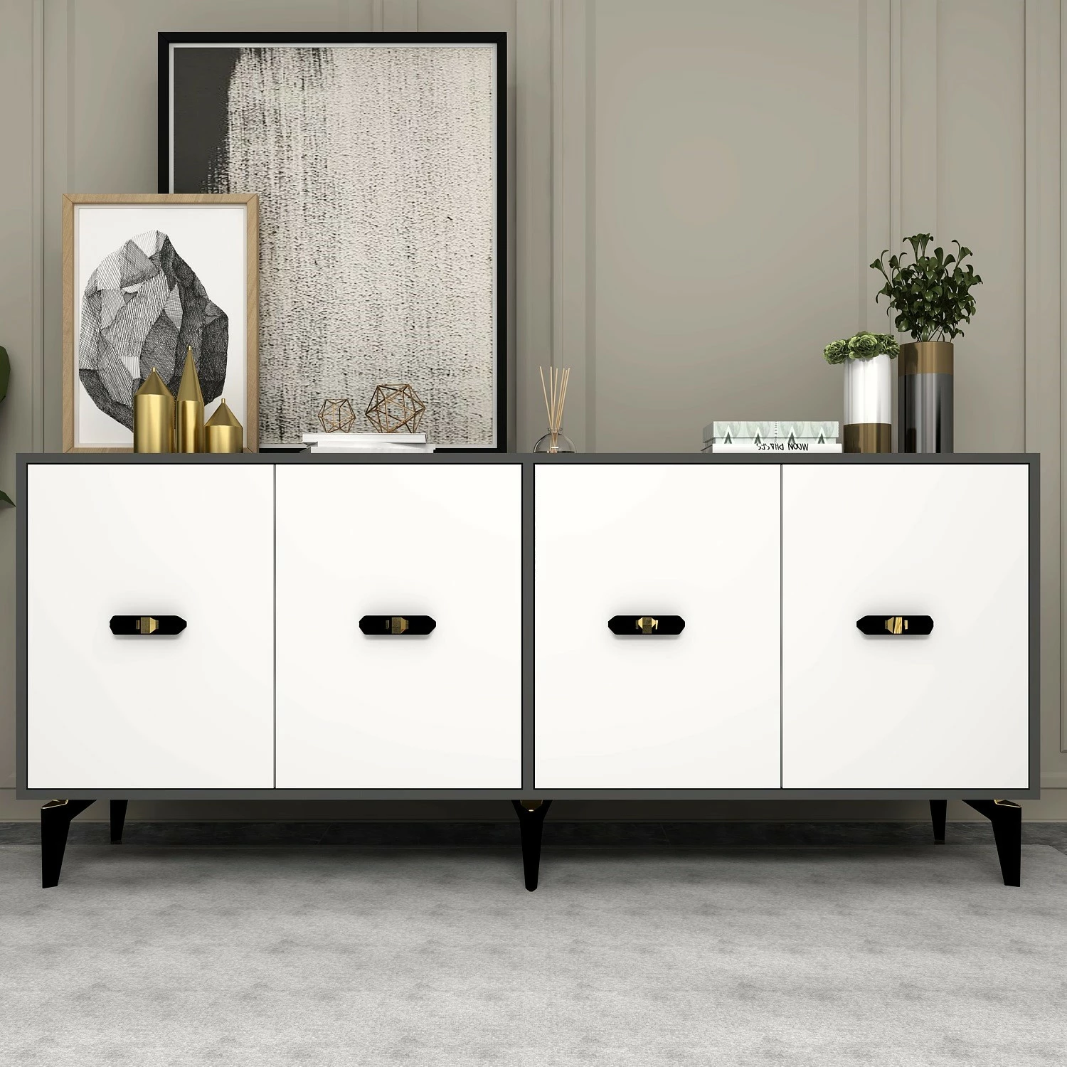 Konsol Skye Decor, anthracite, e bardhë