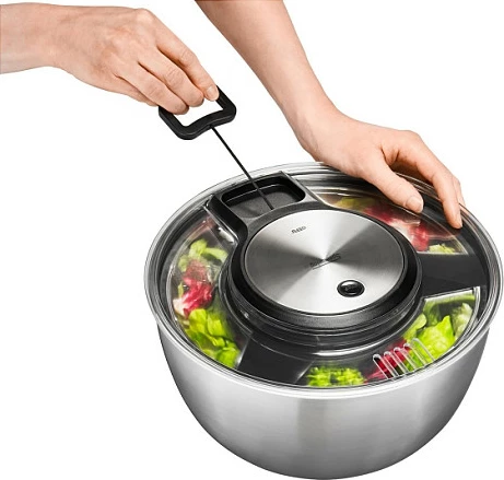 Centrifugë sallate Gefu Speedwing, inox, kapak transparent, argjend/zi