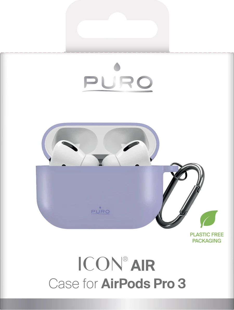 Mbështjellës silikoni Puro Icon për AirPods Pro 3, me karabinë, vjollcë