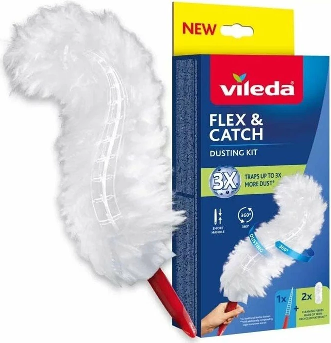 Furçë pluhuri Vileda Flex & Catch 179432, dorezë e shkurtër + 2 ndërrues