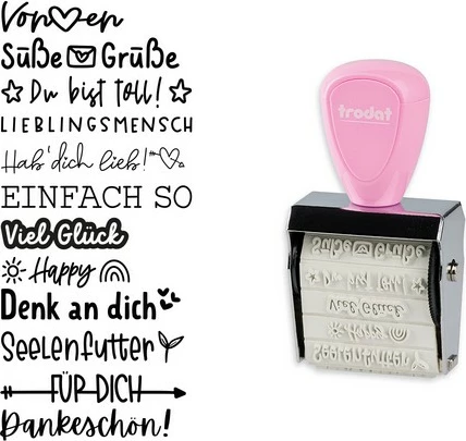 Vulë rrotulluese Trodat Mini/V3, kreative, dorezë rozë pastel