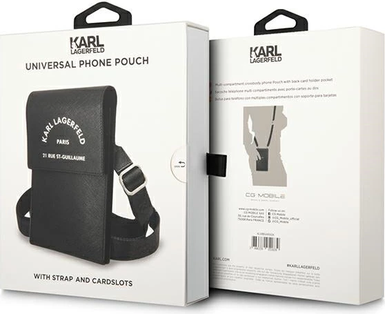 Çantë për telefon Karl Lagerfeld Embossed RSG, e zezë