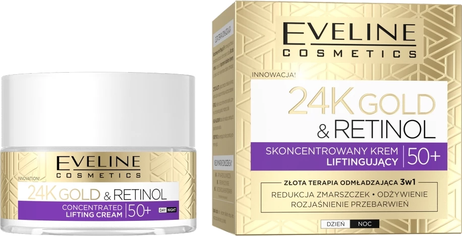 Krem fytyre për femra Eveline Cosmetics 24K Gold & Retinol Concentrated Lifting Cream 50+, 50ml