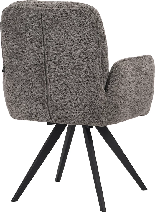 Karrige rrotulluese Novo, stof bouclé antracit, këmbë metalike të zeza, 65.5x60x90cm, set prej 2 copash