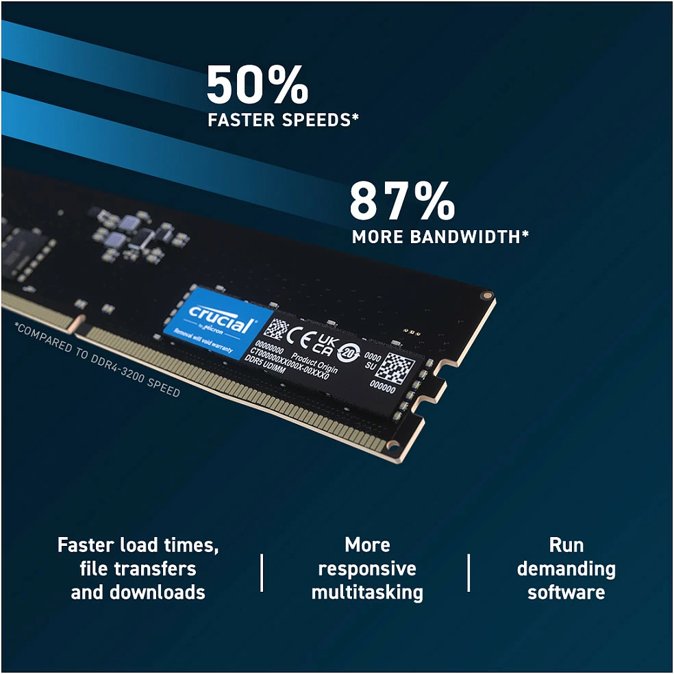 RAM Memorje Crucial Pro CP16G56C46U5, 16GB DDR5 5600MHz, 1x16GB DIMM, e zezë