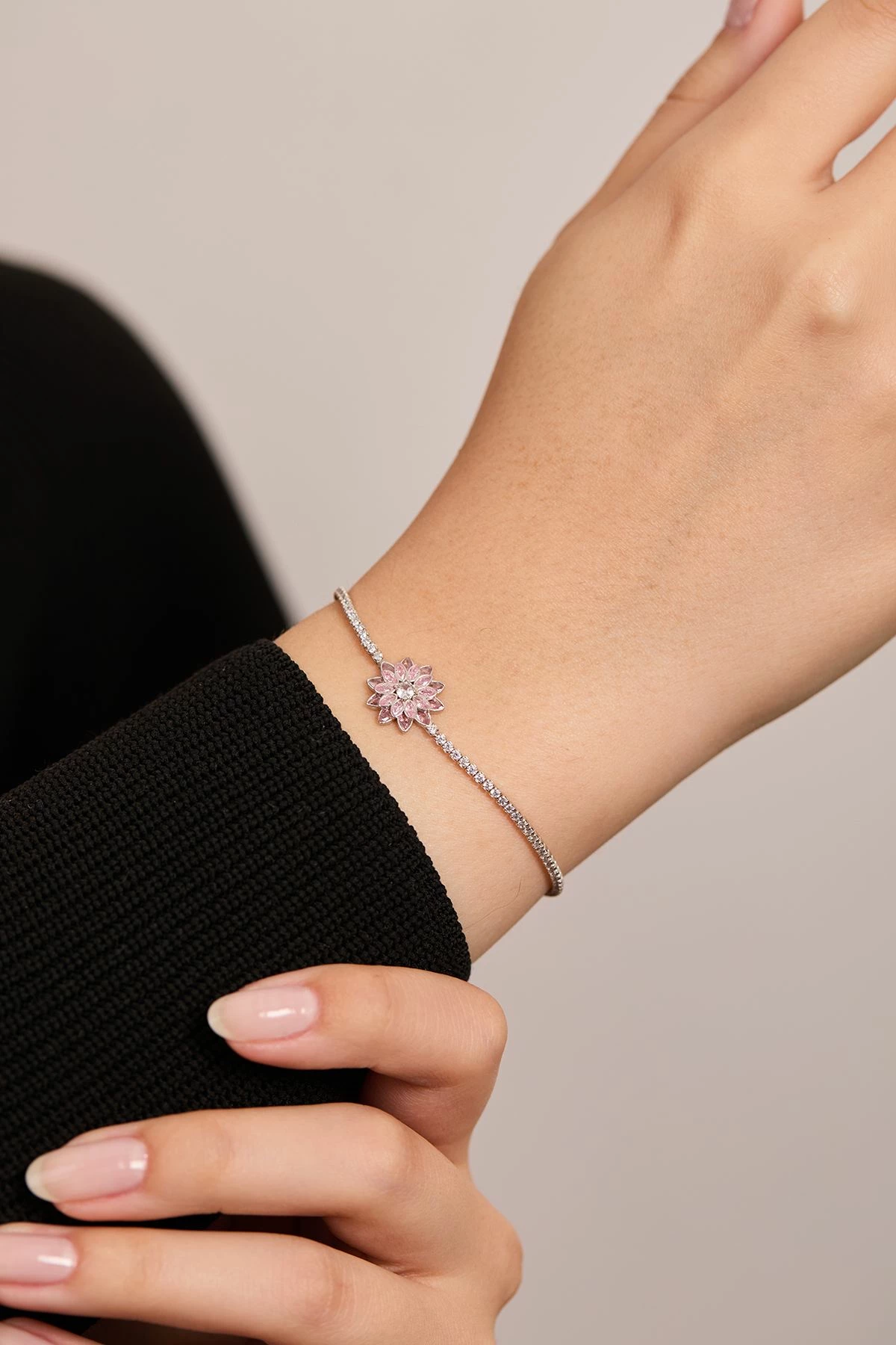 Byzylyk argjendi, ngjyrë rozë, Elika Silver, ELKYS60420Pembe