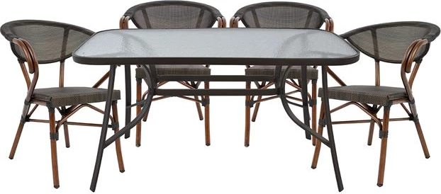 Set kopshti tavolinë & karrige Bruno, 5 pjesë, të kafta