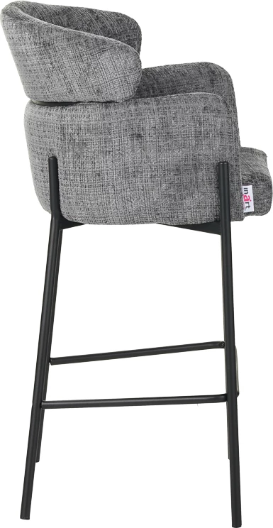 Karrige për bar Tolerse, material stof ngjyrë gri e çelët, këmbë metalike të zeza