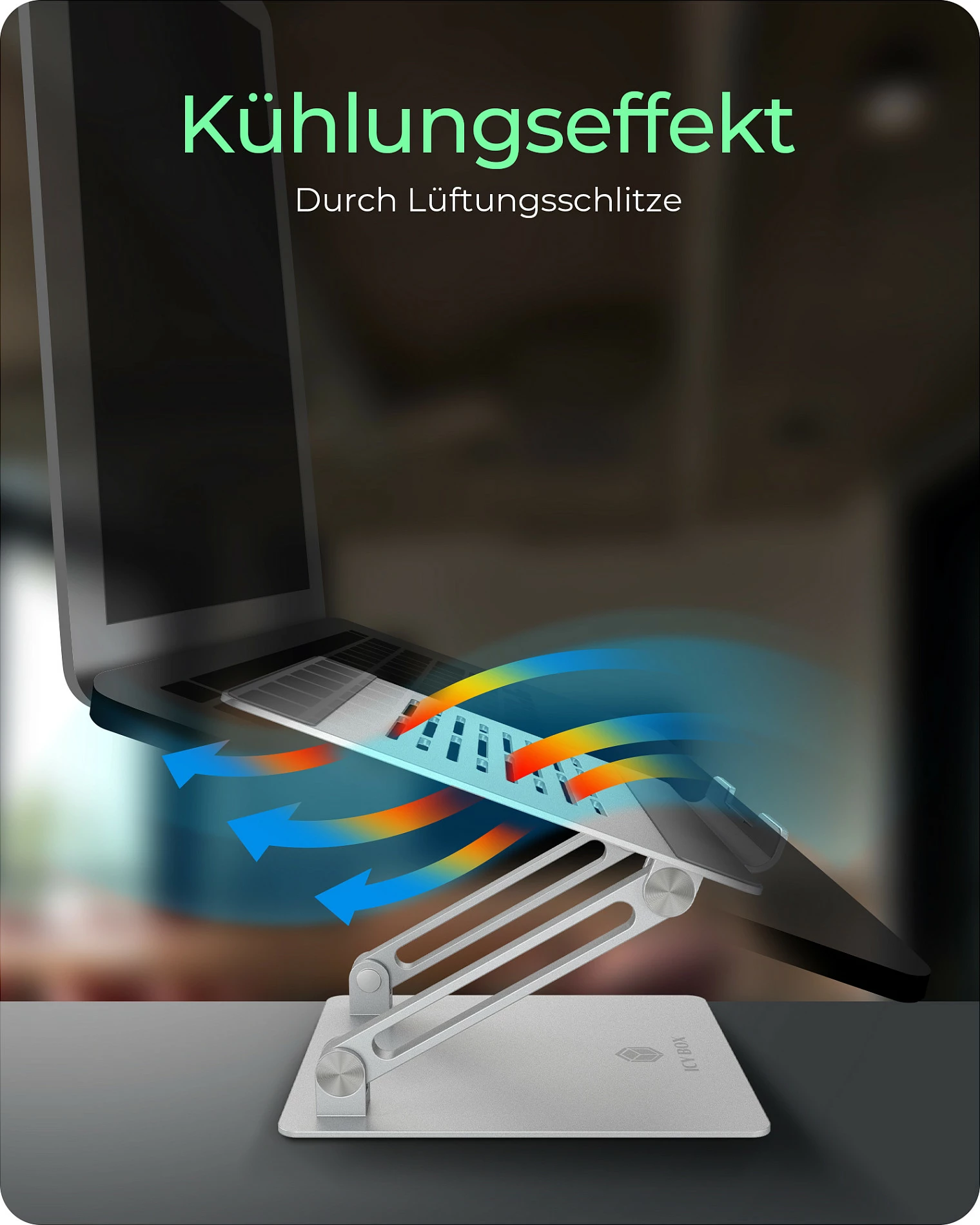 Mbajtëse laptopi ICY BOX IB-NH300, alumini, 17", rregullim lartësie, argjendtë