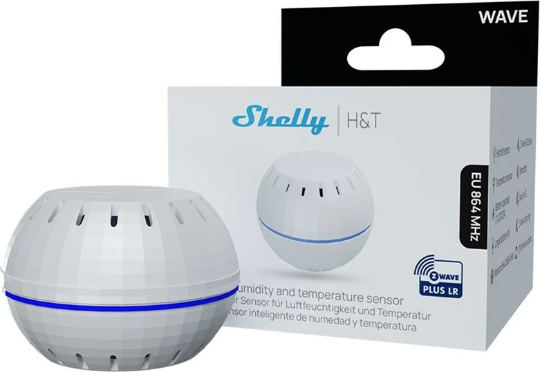 Sensor temperature dhe lagështie Shelly Wave H&T, wireless, i bardhë