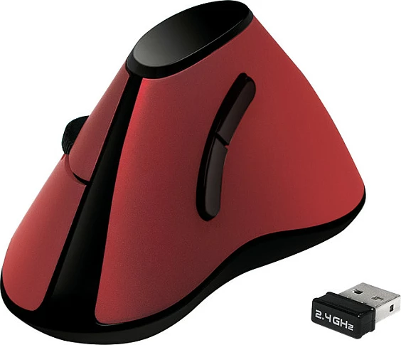 Maus LogiLink vertikal ergonomik 2.4G, 5 butona, bordeaux e kuqe