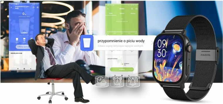 Smartwatch Gravity për meshkuj, e zezë