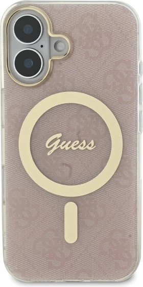 Mbështjellës Guess IML 4G MagSafe për iPhone 16 Plus, Rozë