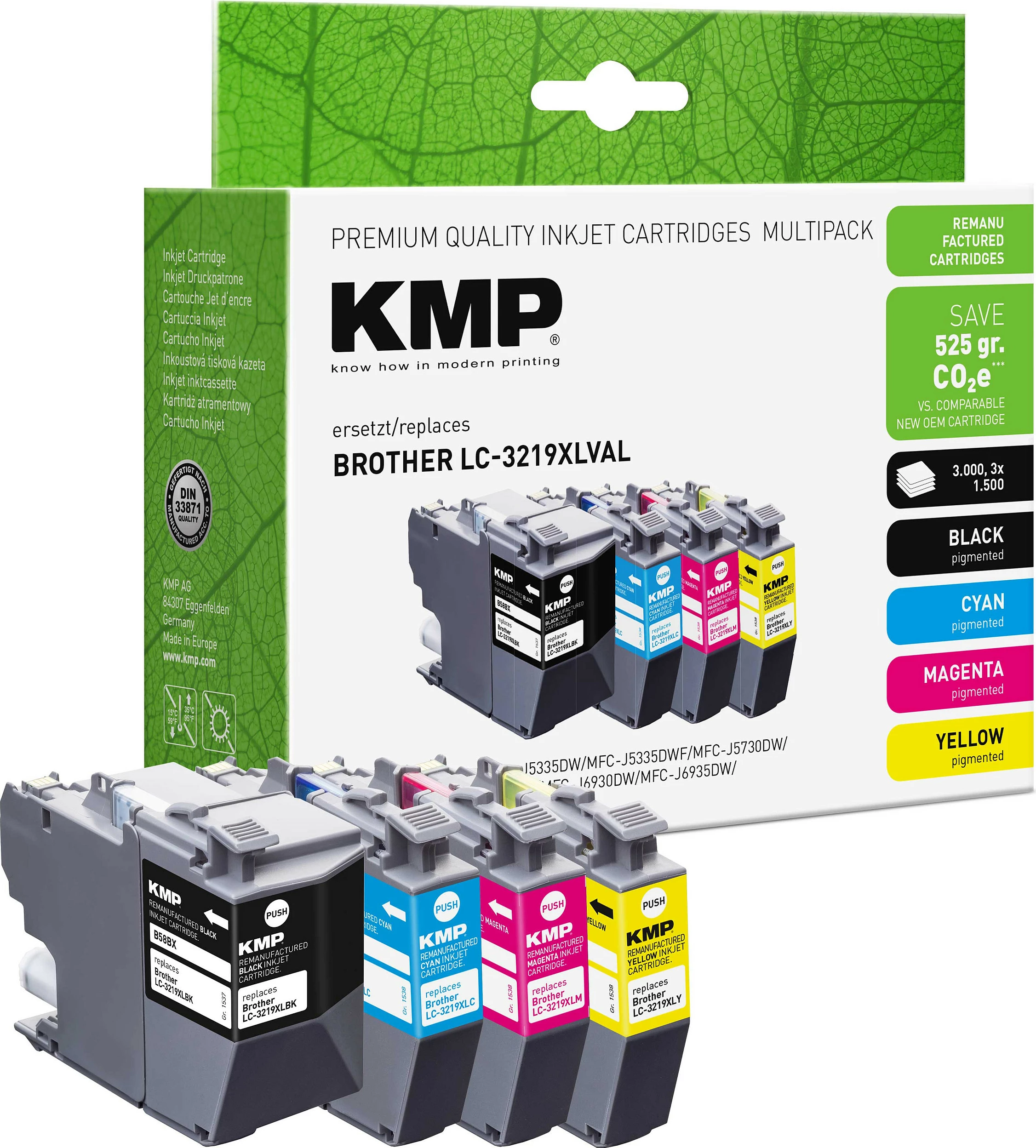 Multipak fishekë boje KMP 1537,4005, kompatibil Brother LC-3219XLVAL, BK/C/M/Y