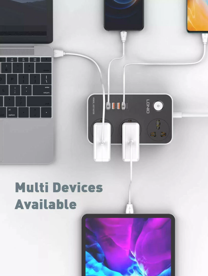 Prizë e rrymës Ldnio 3 AC Outlets Universal Power Strip