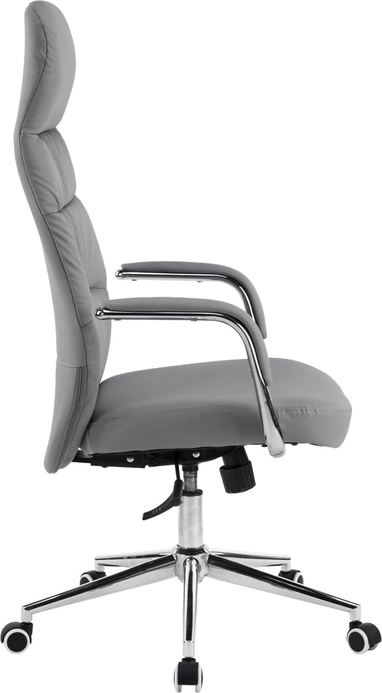 Karrige zyre TEETER, lëkurë sintetike gri, bazë kromi, 67x66x121cm