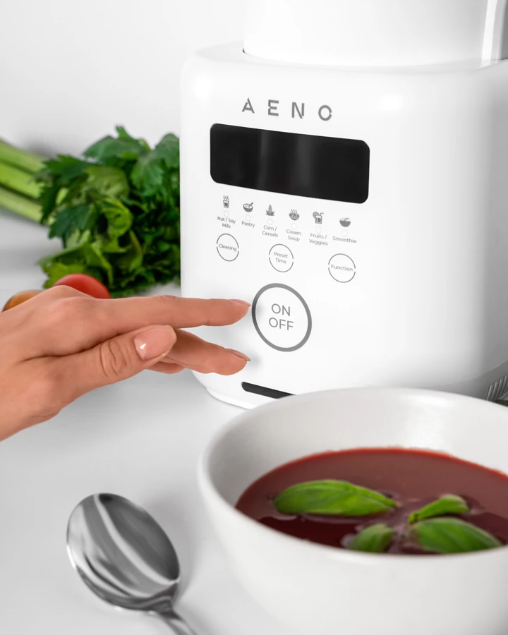 Blender tavoline-soupmaker AENO TB2 800 W, 1.75 L, 35000 rpm, gotim/zierje, gotë qelqi borosilikat, i bardhë
