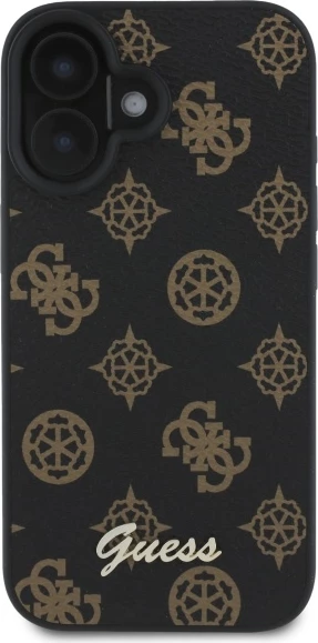 Mbështjellës Guess Peony Script MagSafe për iPhone 16, 6.1", i zi