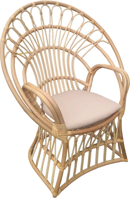 Karrige Boloni Inart me jastëk bezhë, ratan natyral, 100x67x120cm