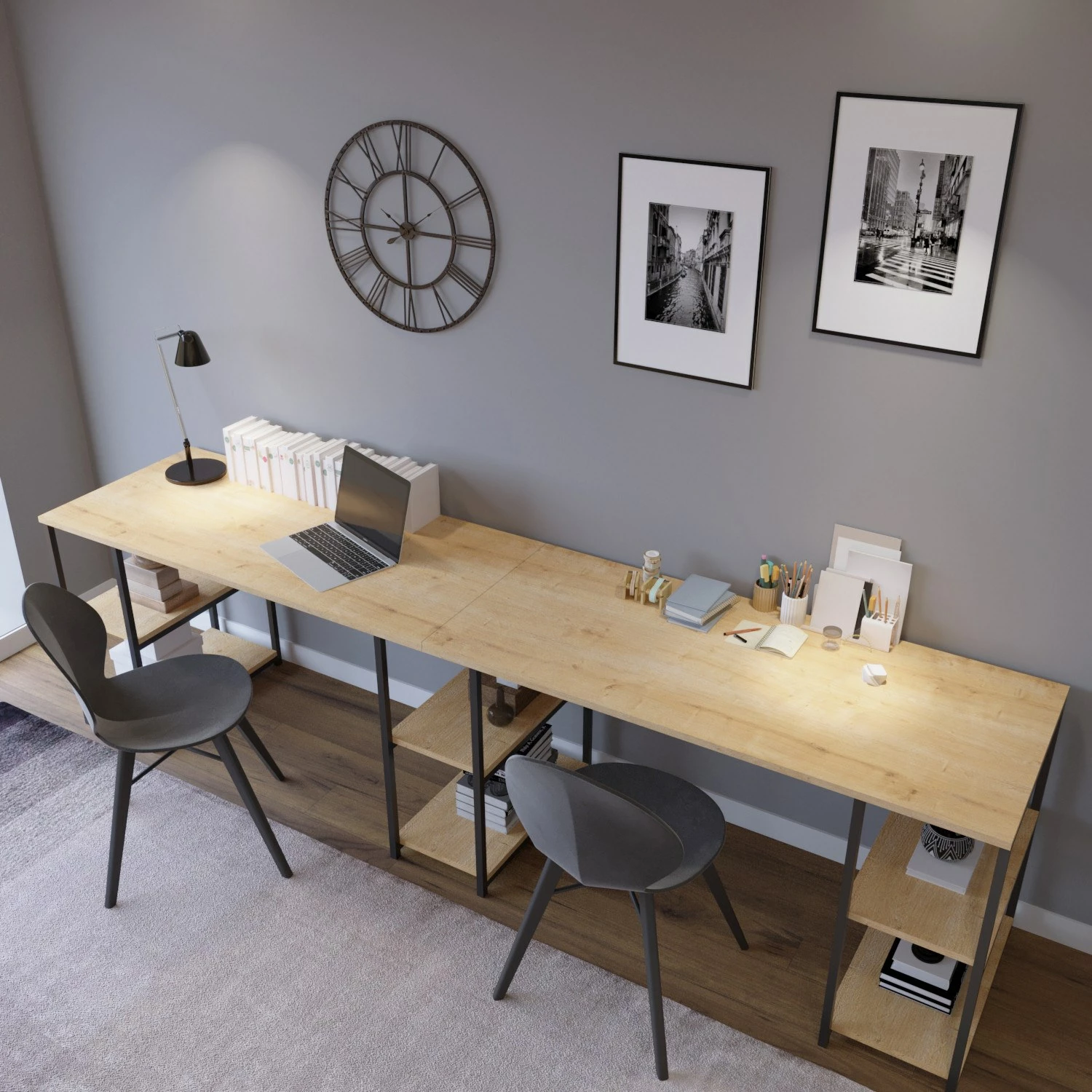 Tavolinë pune moderne, ngjyrë lisi, Skye Decor, Sade - L204