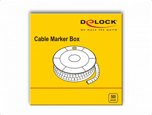 Marker kabllo DeLOCK No. 0, për kabllo 4-5 mm, 500 copë, i verdhë